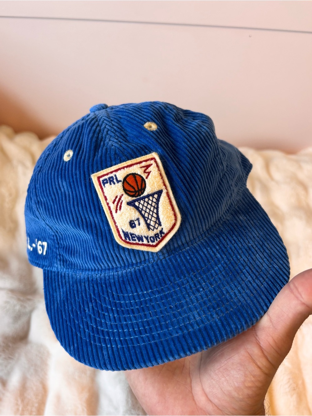 Polo by Ralph Lauren Blue Corduroy Cap with Embroidered Patches